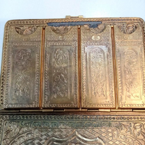 Bronze needle case early 20th century with rich engravings