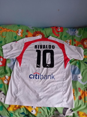 Футболна фланелка Олимпиакос Puma 2007 Rivaldo употребявана, колекционерска, размер XL