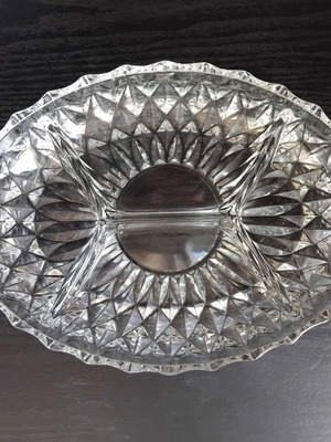 Crystal Oval Serving Dish 3 Sections 26 cm vintage