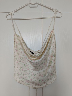 Gina Tricot satin top new with floral pattern and cowl neck