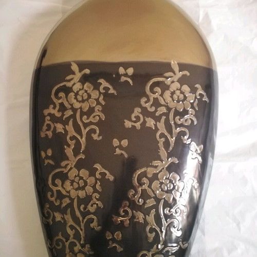 Large luxury ceramic decorative vase 55x40 cm black and gold like new