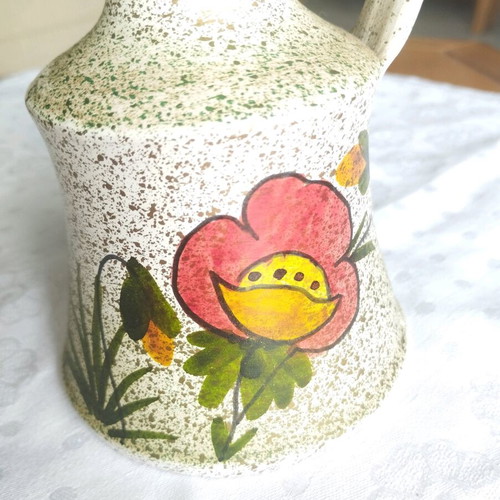 Vintage bundle handmade ceramic jug and Pink Girls figure pair like new
