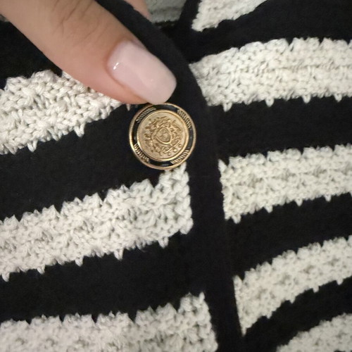 Mango striped cardigan with buttons, black and white