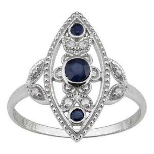 Ring with blue zircon new, silver metal baroque style
