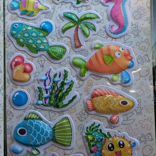 Sea-themed stickers new, embossed design