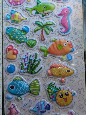 Sea-themed stickers new, embossed design
