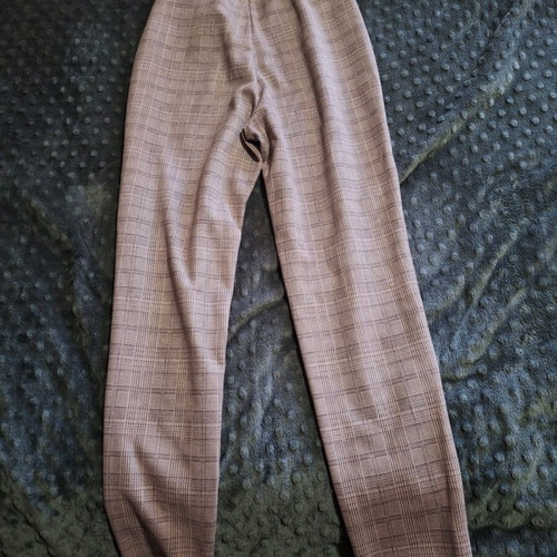 Zara women's checked pants medium like new, beige brown