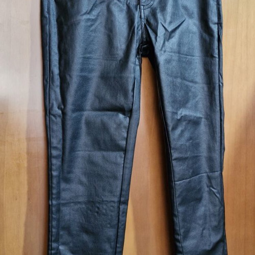 Fitted faux leather pants-leggings with studs, black, size XS, new