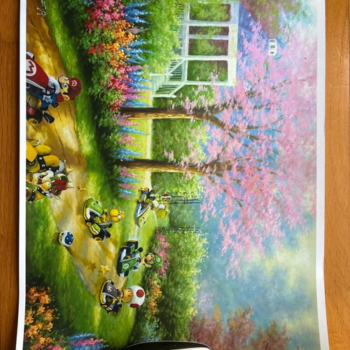 Mario Kart poster cherry blossoms sakura like new, giclée print 32x44
