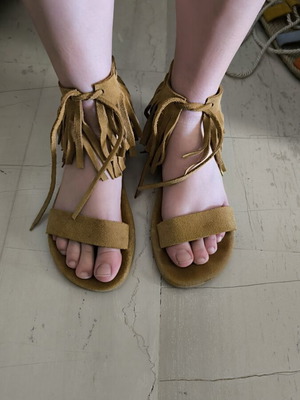 Leather sandals size 38 used, brown, made in Greece