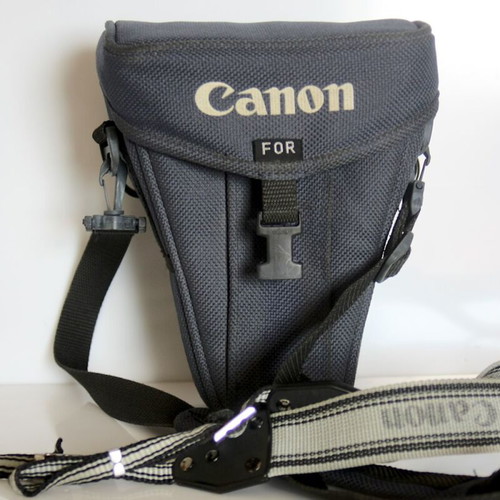 Canon camera case and strap used, blue navy