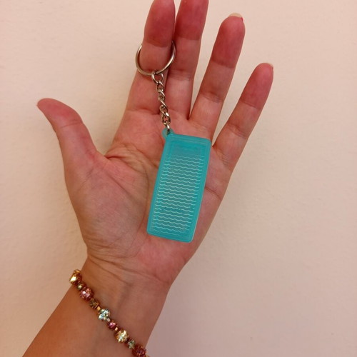 Tupperware mini container keychain, turquoise