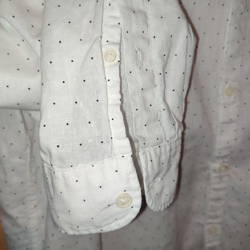 Zara white men's shirt size M like new with Mao collar and polka dot