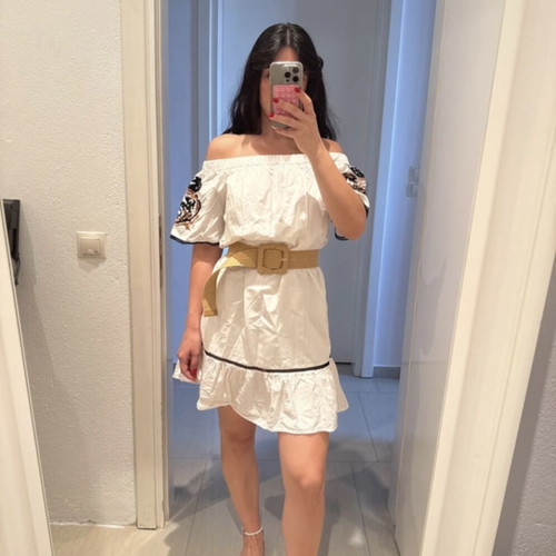 Access dress used, white, with belt, size S