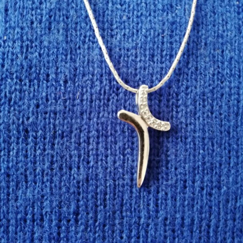 Silver cross 925 with white zircons like new