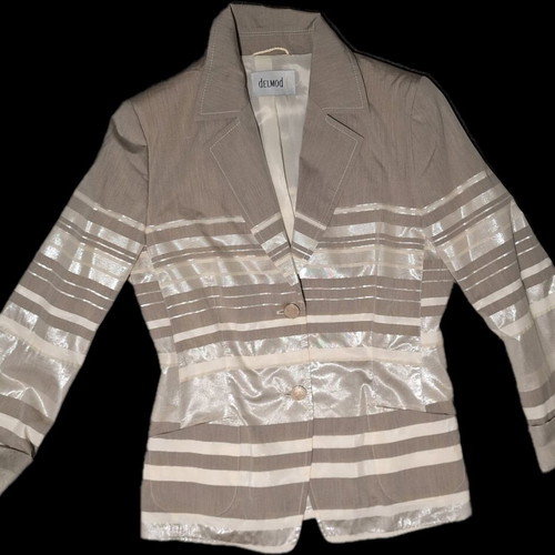 Delmod skirt and jacket set used, gray and beige, size 36-38