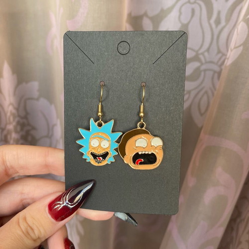 Rick and Morty earrings new, gold tone