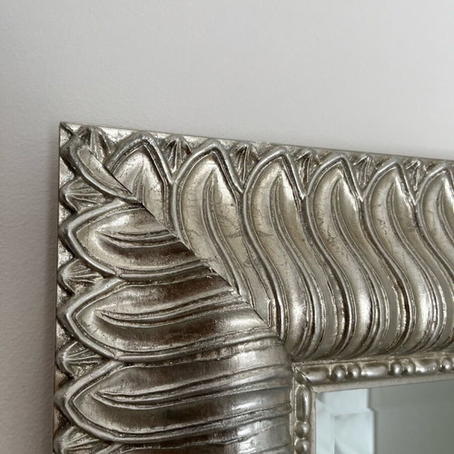 Wall mirror new with carved wooden silver frame 150x60 cm