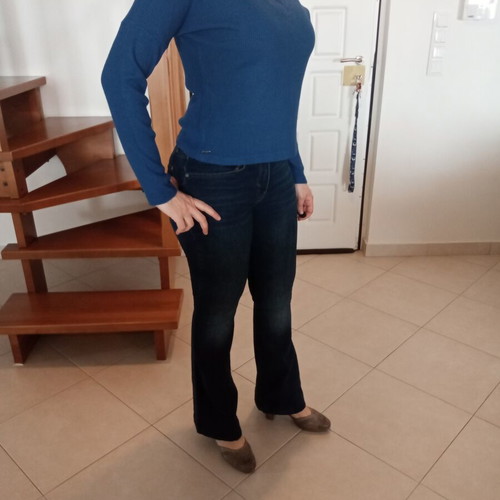 Top long-sleeved with V neckline Toi&Moi like new, blue, size L