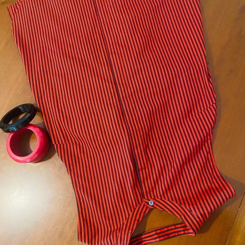 3-1 Fillip Lim shirt with unique back tie, like new, black and red