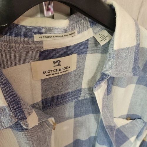 Scotch & Soda Men's Checked Shirt L like new, blue and white
