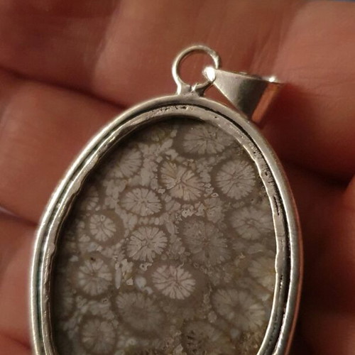 Large rare necklace with fossilized coral! Coral pendant
