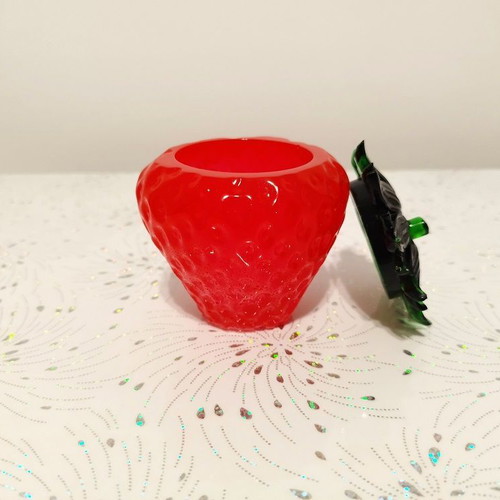 Strawberry decoration made of liquid glass new, size 9 x 7.5 cm