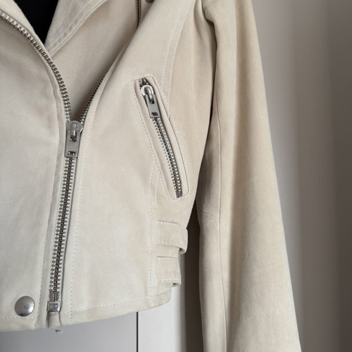 Iro Paris Ashley Suede Leather Biker Jacket Ivory used, lamb leather