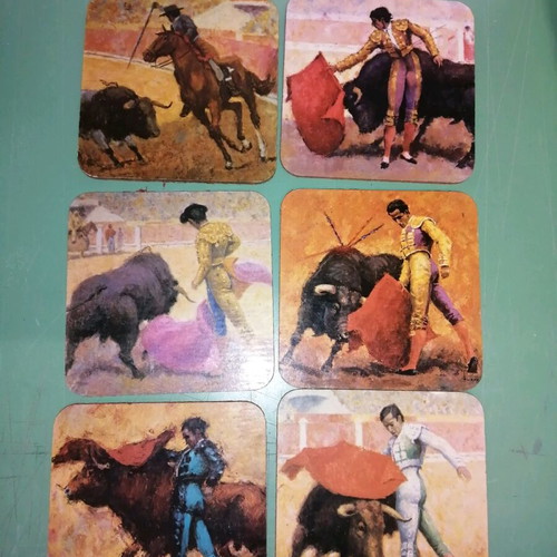 Coaster set with Spanish bullfighting theme like new