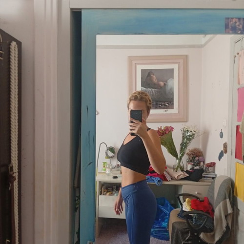 Blue sports leggings, size L