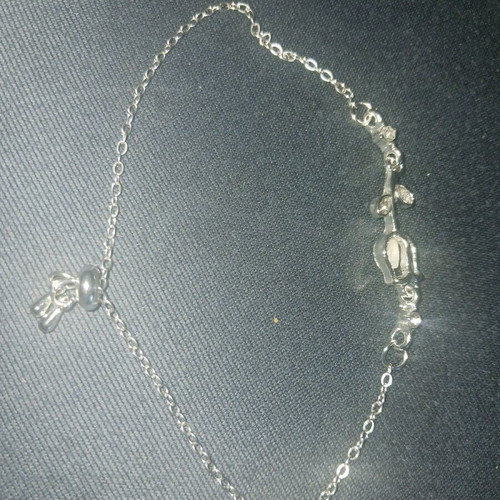 Bracelet with flower and rhinestones silver, new silver-like