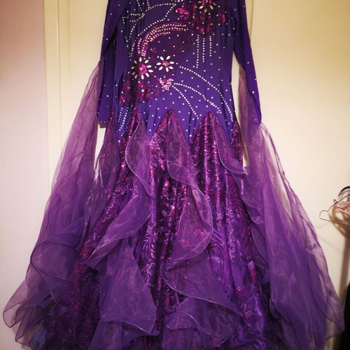 Ballroom dance dress new, purple, national standard, size 3