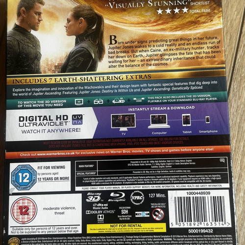 Jupiter Ascending 3D Blu-Ray like new with English subtitles