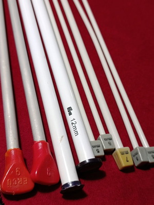 Knitting needles used, various sizes and materials