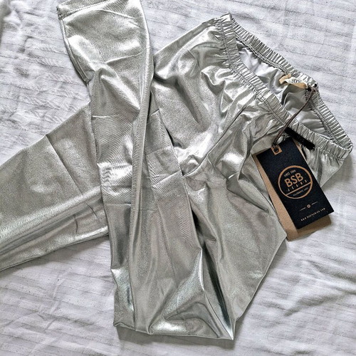 BSB metallic leggings new, silver, size S