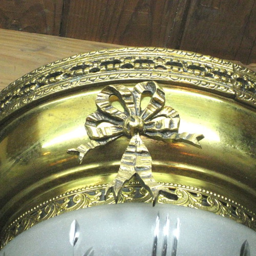 Brass ceiling light used with cut glass
