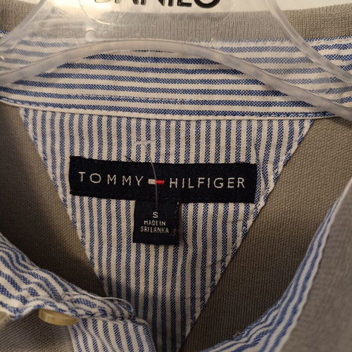 Tommy Hilfiger men's polo shirt, grey beige khaki, size S