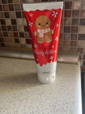 Body lotion used with light glitter and cookie scent