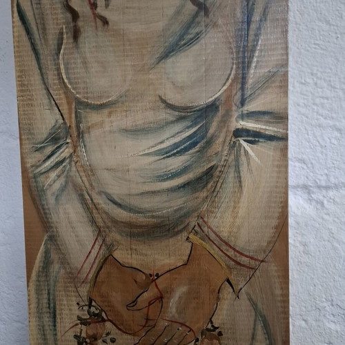 Folk painting on wooden panel like new, 29x100.5 cm
