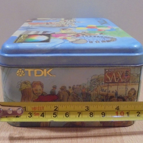 TDK old metal audio cassette storage box used