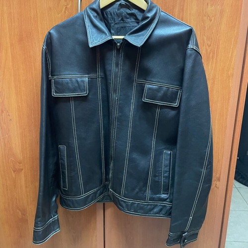 Zara leather jacket used, black, men's size XL