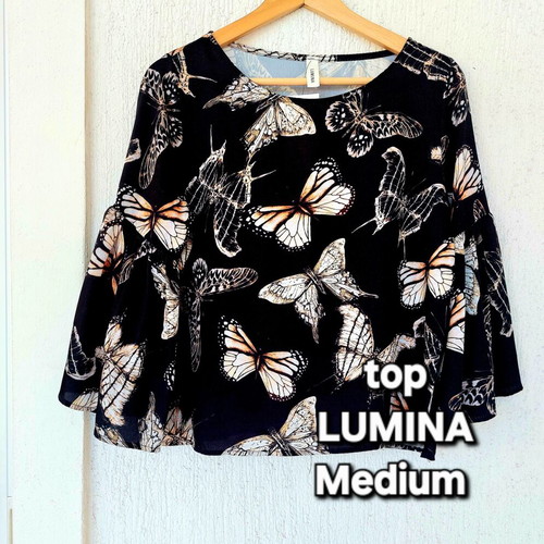 Lumina satin top medium, like new, black and white