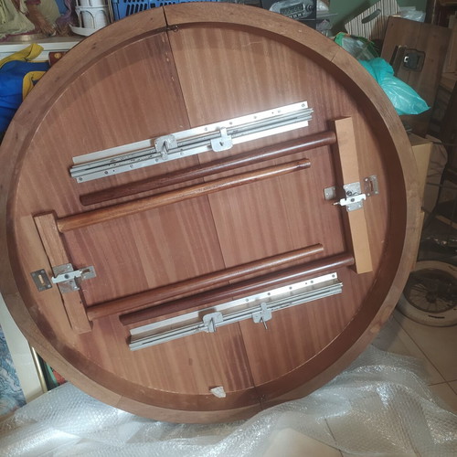 Wooden extendable round dining table like new, 1.20x2.50m