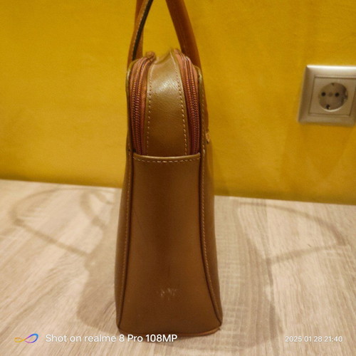 Melanie women's handbag used, brown, leatherette 33x24 cm