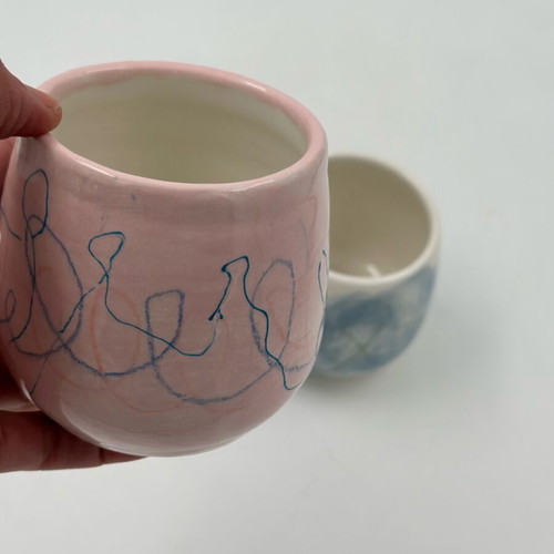 Handmade ceramic cups set of 2 by Eleftheria Sifnaiou new