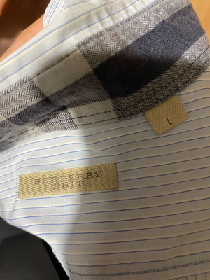 Αντρικό πουκάμισο Burberry ριγέ μεταχειρισμένο, μέγεθος L, άσπρο