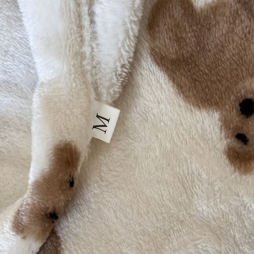 Teddy bear pajama loungewear set, size M, white and brown