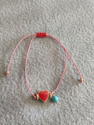 Martaki with metal red heart motif new