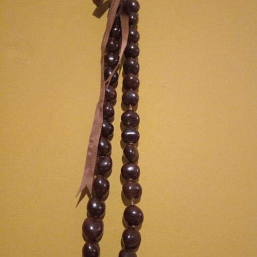 MNG Long Kukui Nut Necklace Like New, Brown