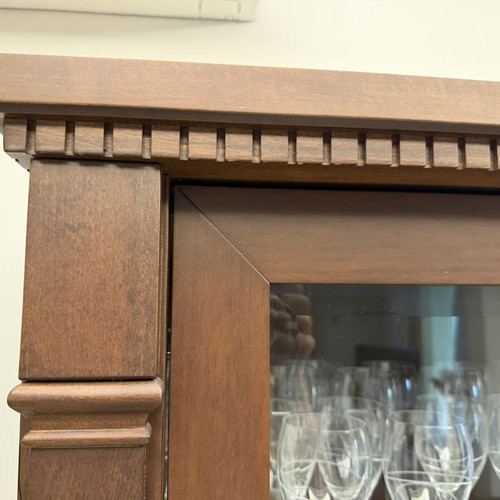Living room showcase cabinet, solid walnut wood, classic design